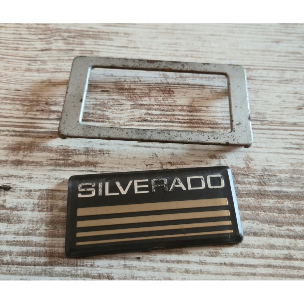 Vintage Chevrolet Silverado Truck Emblem Badge & Metal Trim Frame Lot Squarebody
